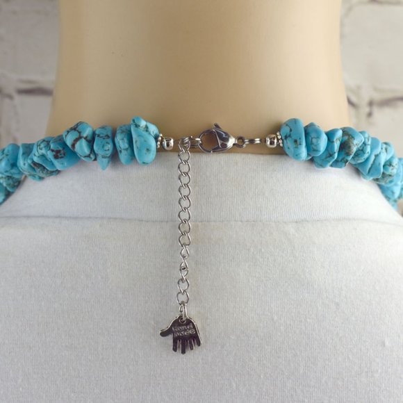 Turquoise Nugget Glass Necklace Earring Set - Picture 3 of 4